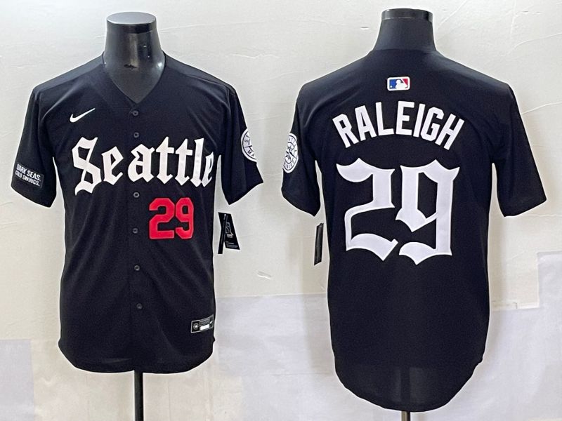 Men 2025 Seattle Mariners #29 Raleigh Black Five generations Joint Name Nike MLB Jersey style 6237